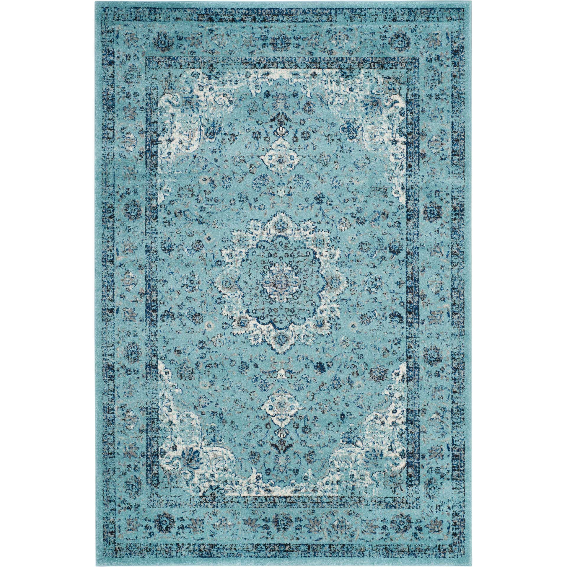 Evoke Medallion Light Blue Area Rug - Image 2