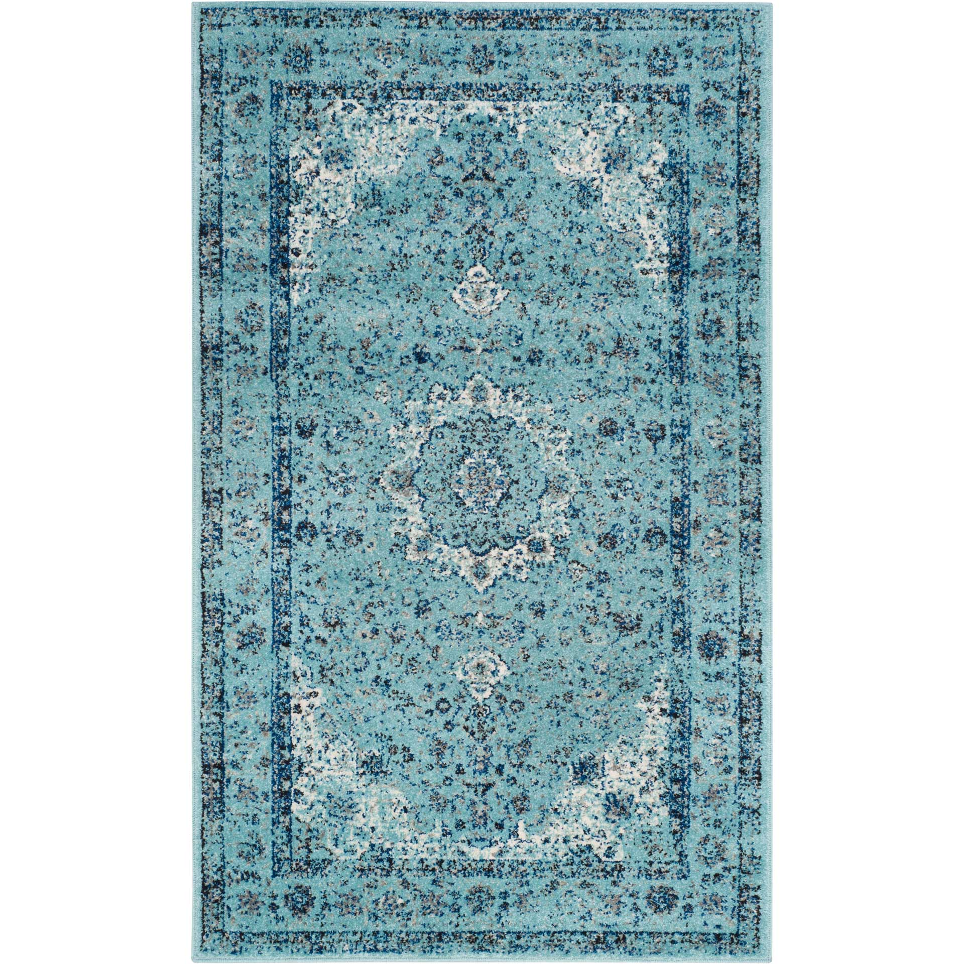 Evoke Medallion Light Blue Area Rug - Image 4