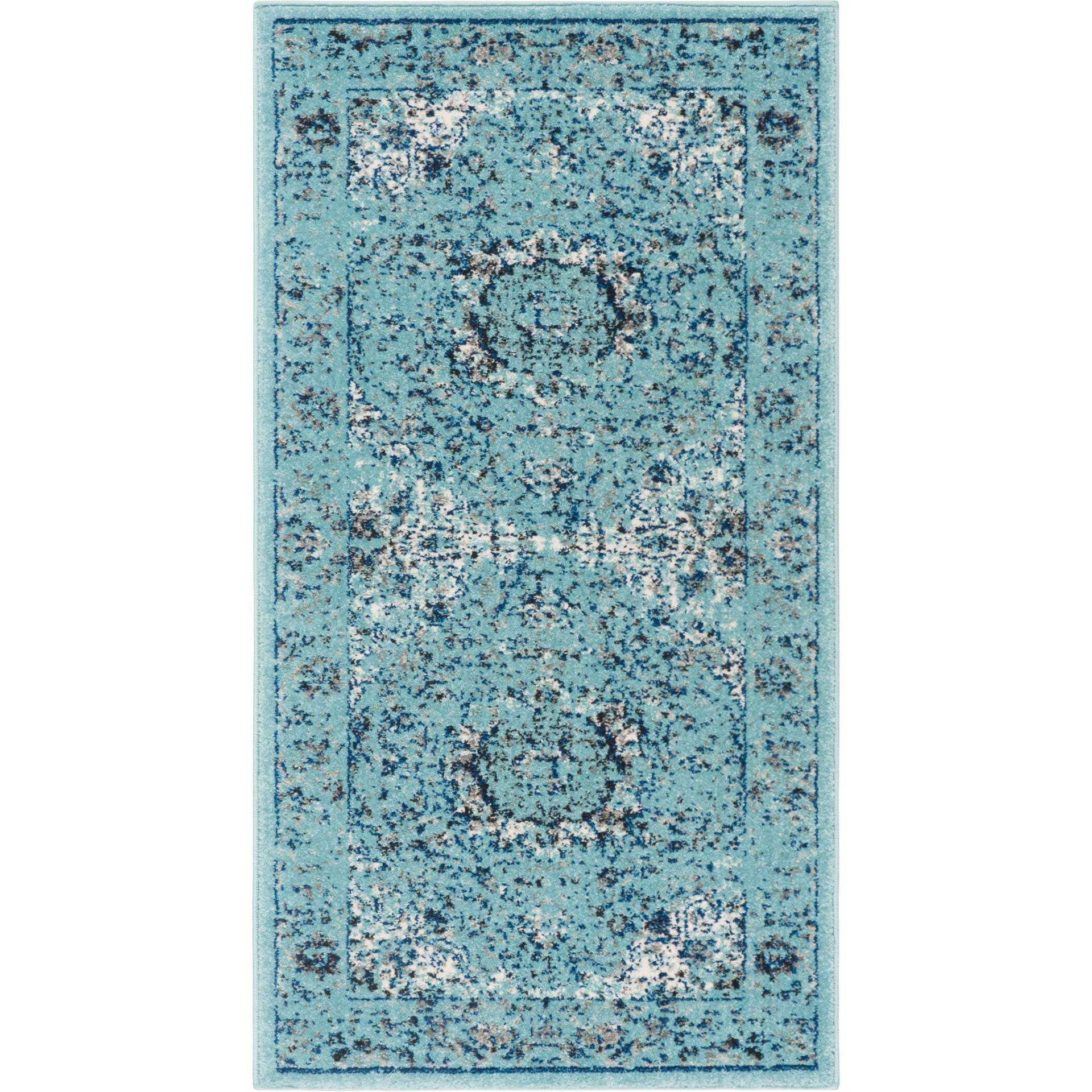 Evoke Medallion Light Blue Area Rug - Image 5