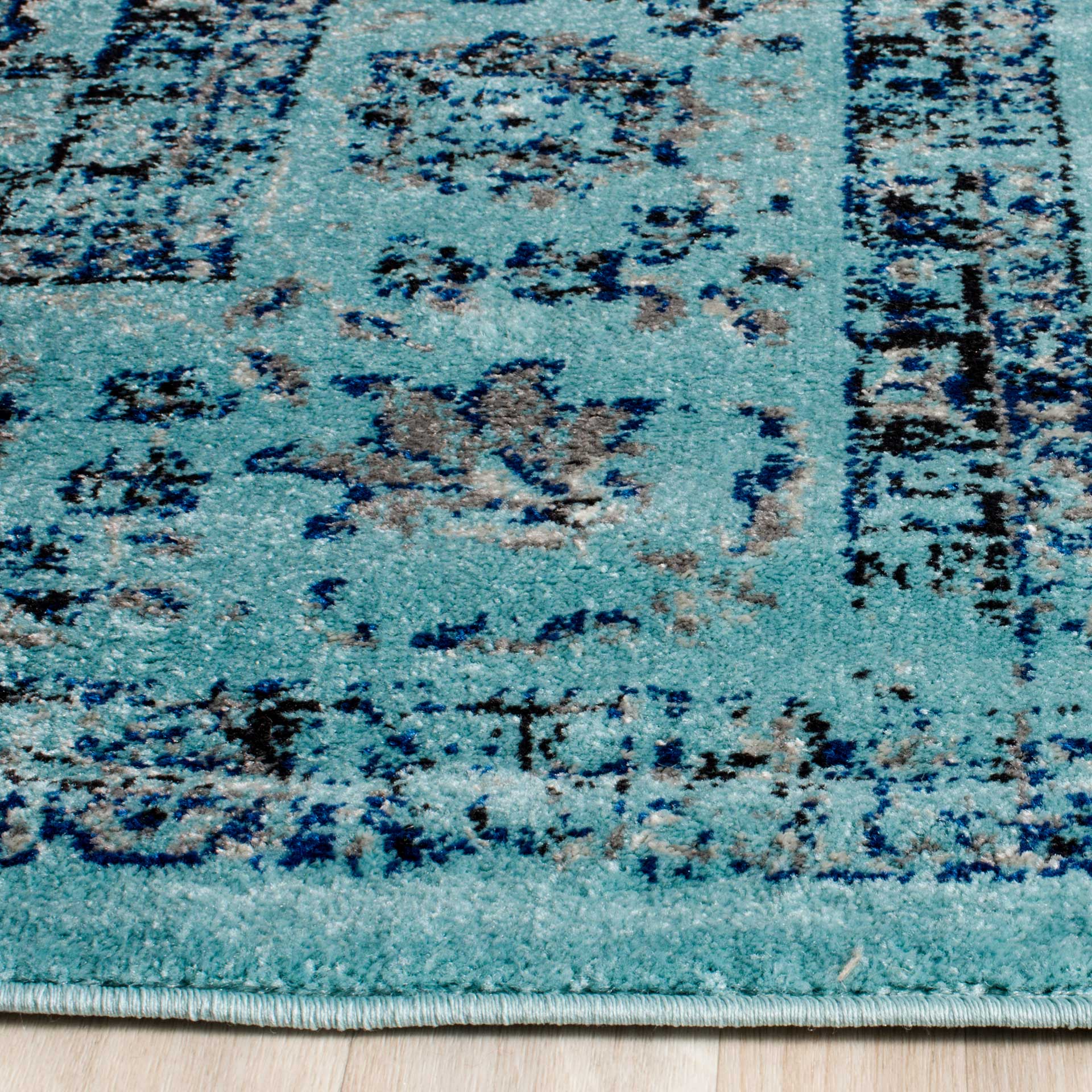 Evoke Medallion Light Blue Area Rug - Image 6