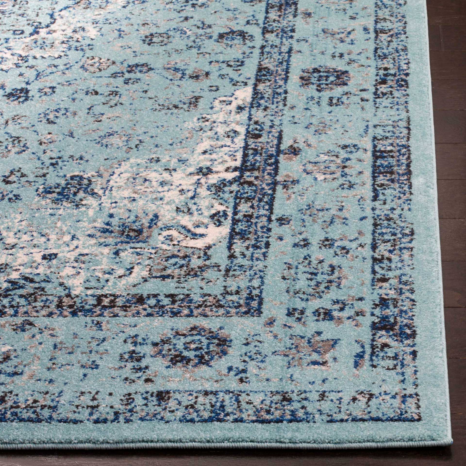Evoke Medallion Light Blue Area Rug - Image 8