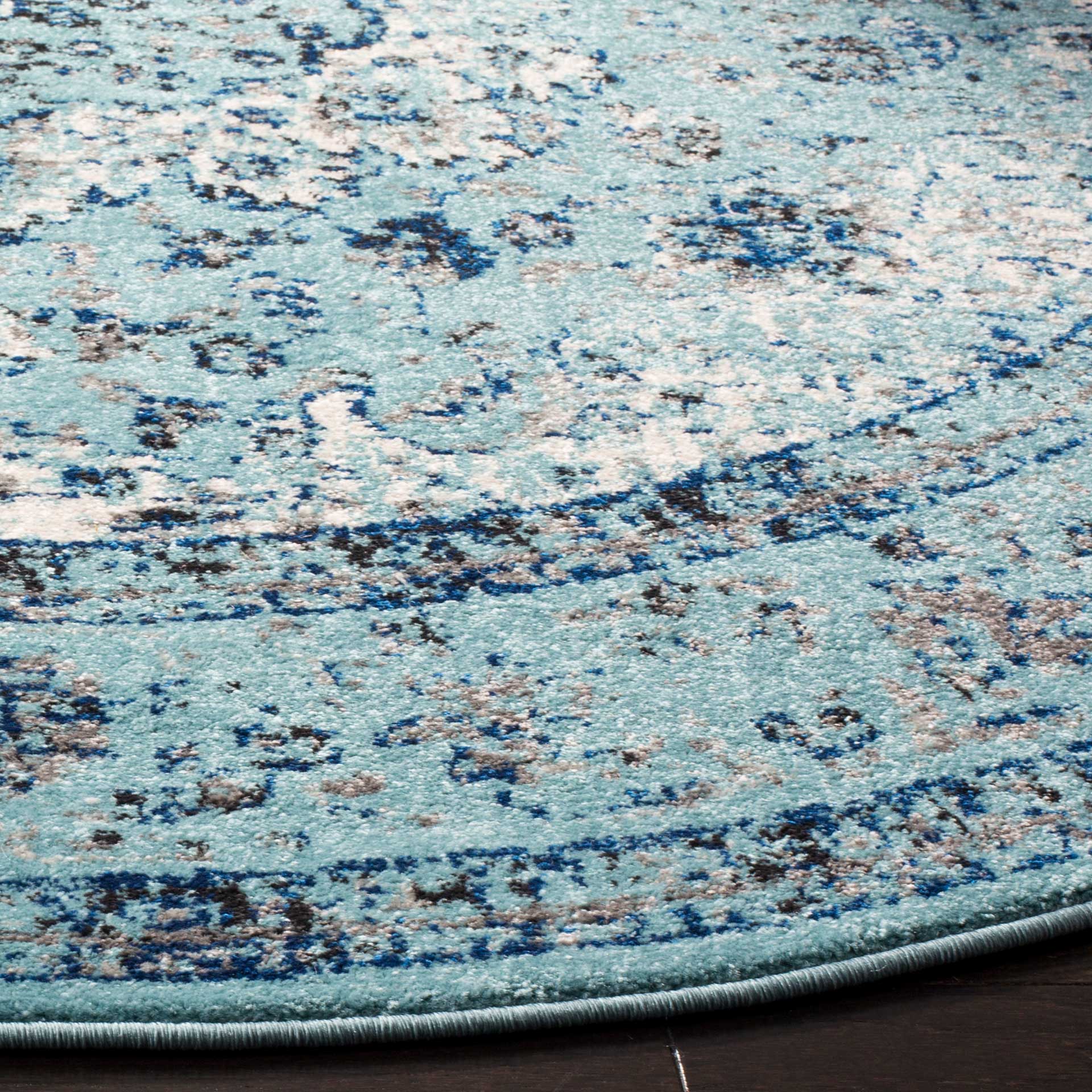 Evoke Medallion Light Blue Round Rug - Image 2
