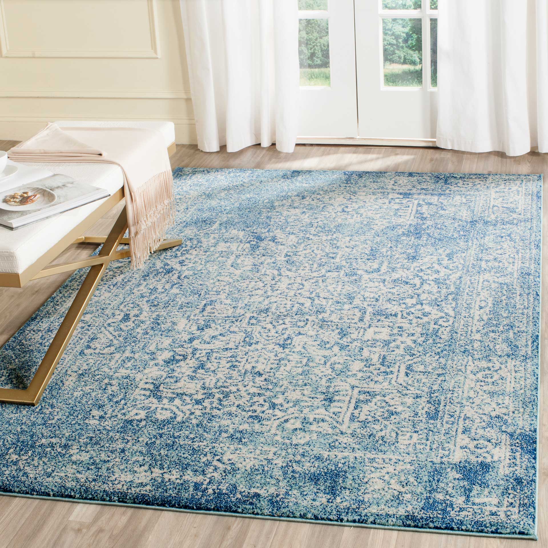 Evoke Oriental Blue/Ivory Area Rug - Image 9