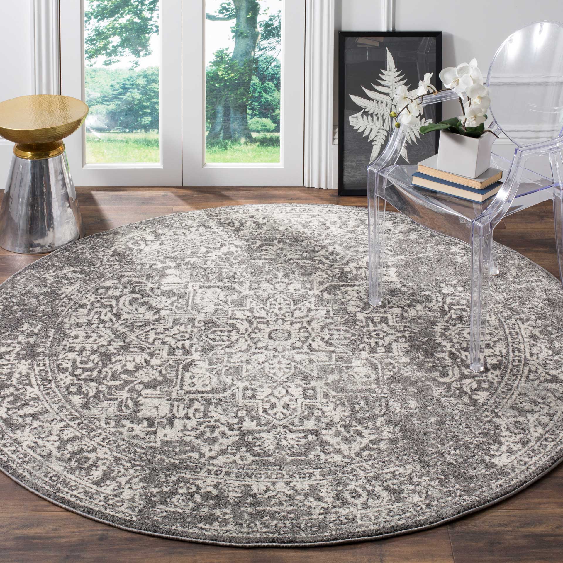 Evoke Oriental Gray/Ivory Round Rug - Image 3