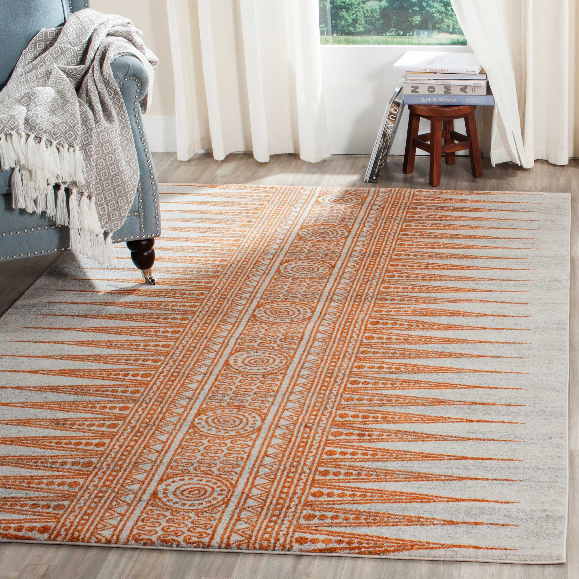 Evoke Tribal Ivory/Orange Area Rug - Image 6