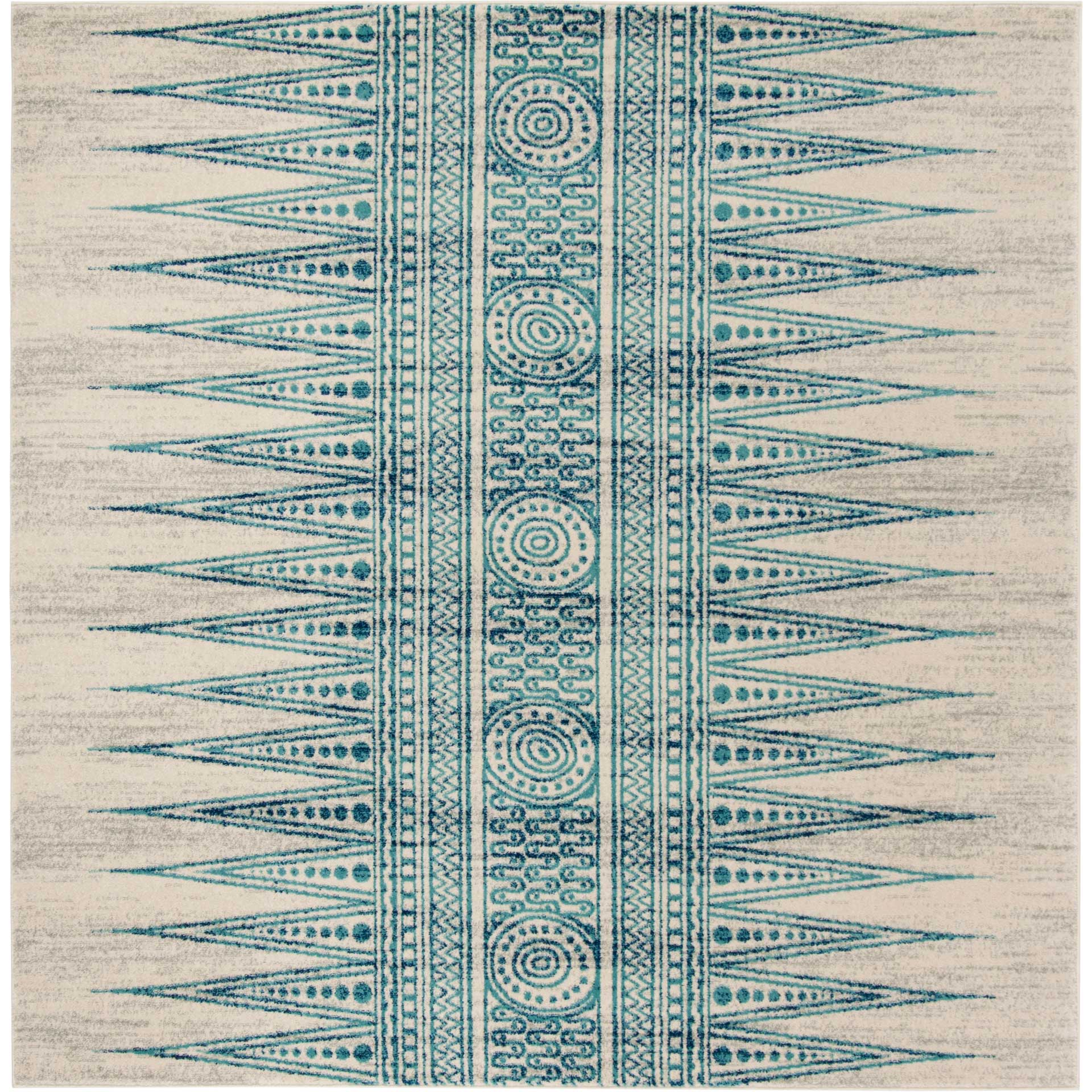 Evoke Tribal Ivory/Turquoise Area Rug - Image 2