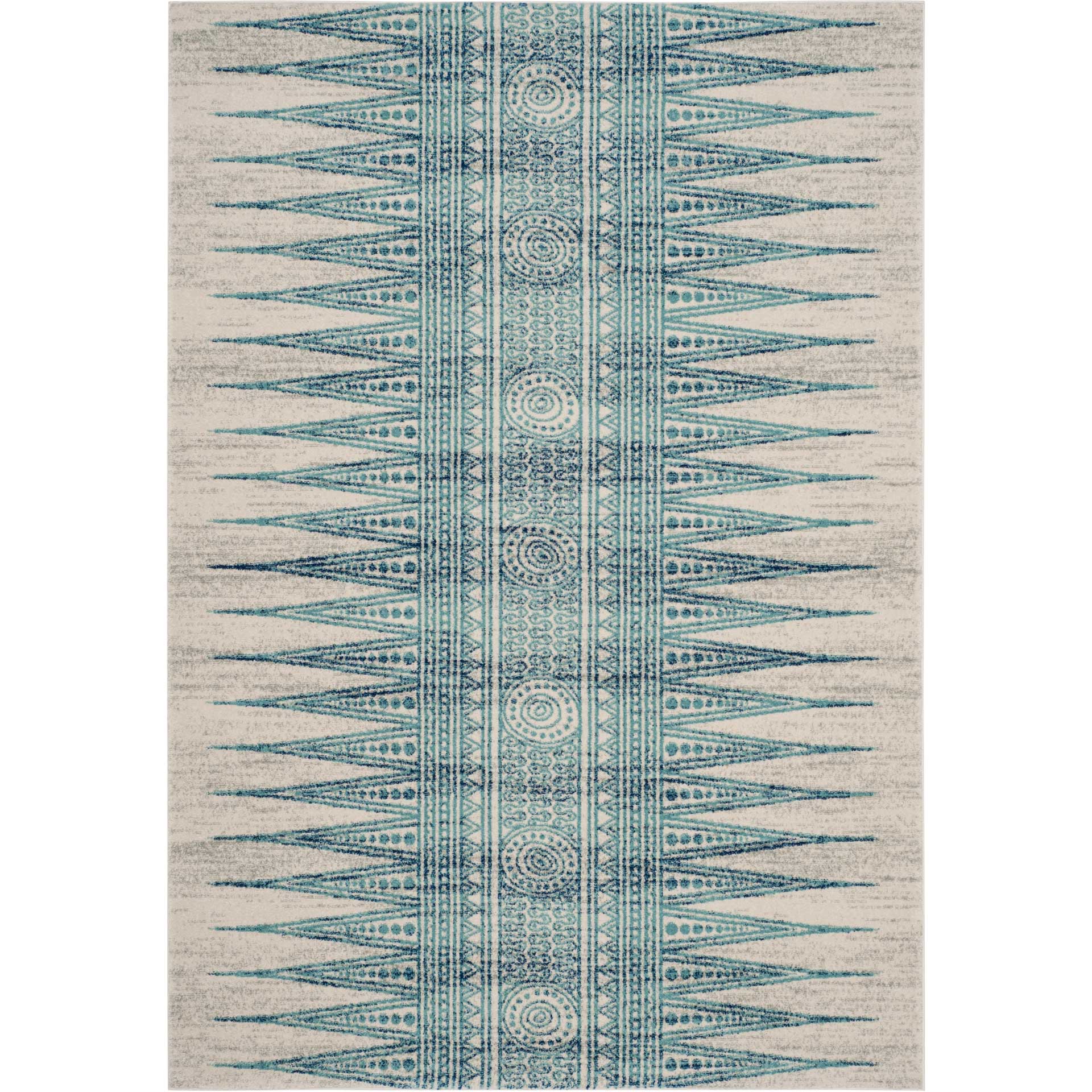 Evoke Tribal Ivory/Turquoise Area Rug - Image 3