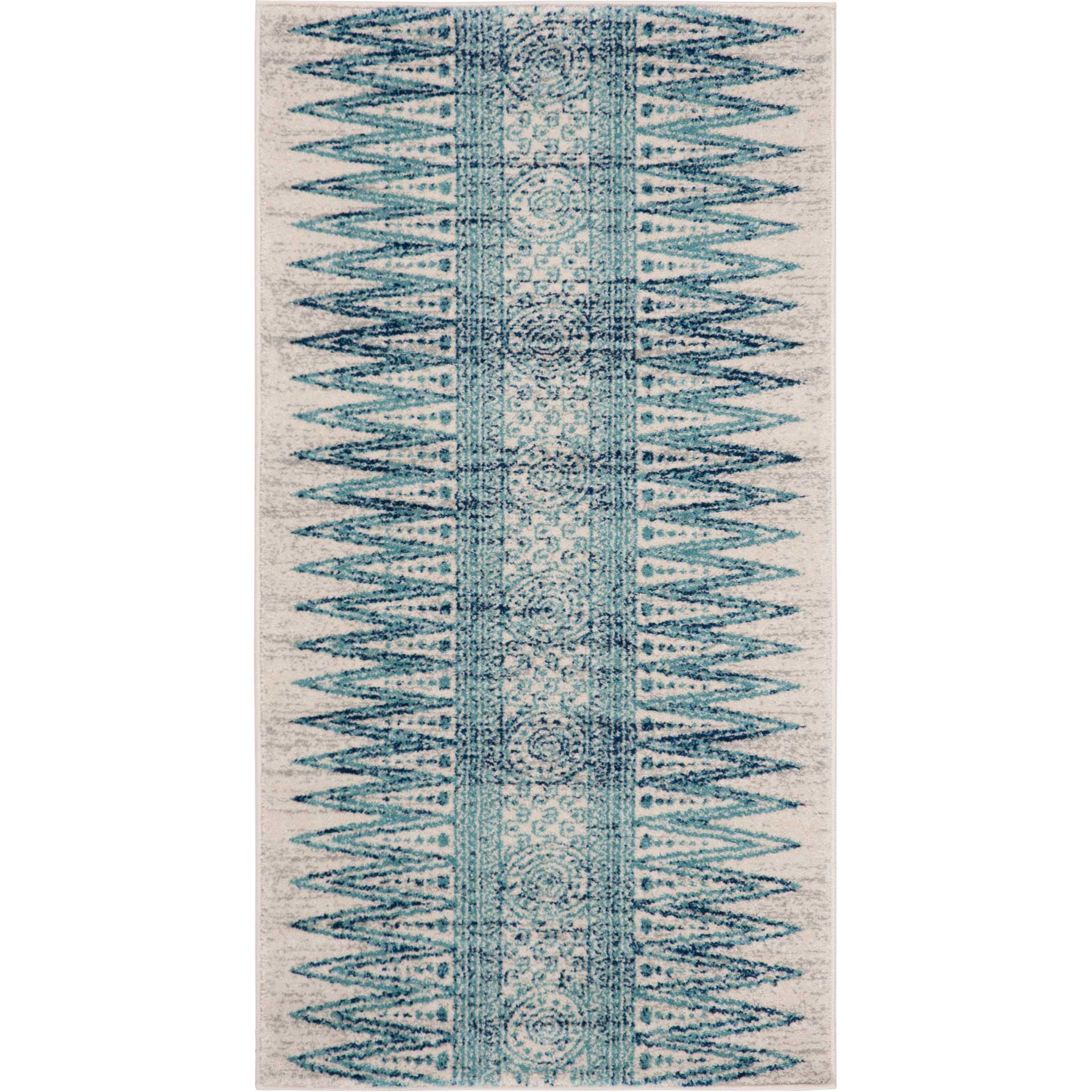 Evoke Tribal Ivory/Turquoise Area Rug - Image 5