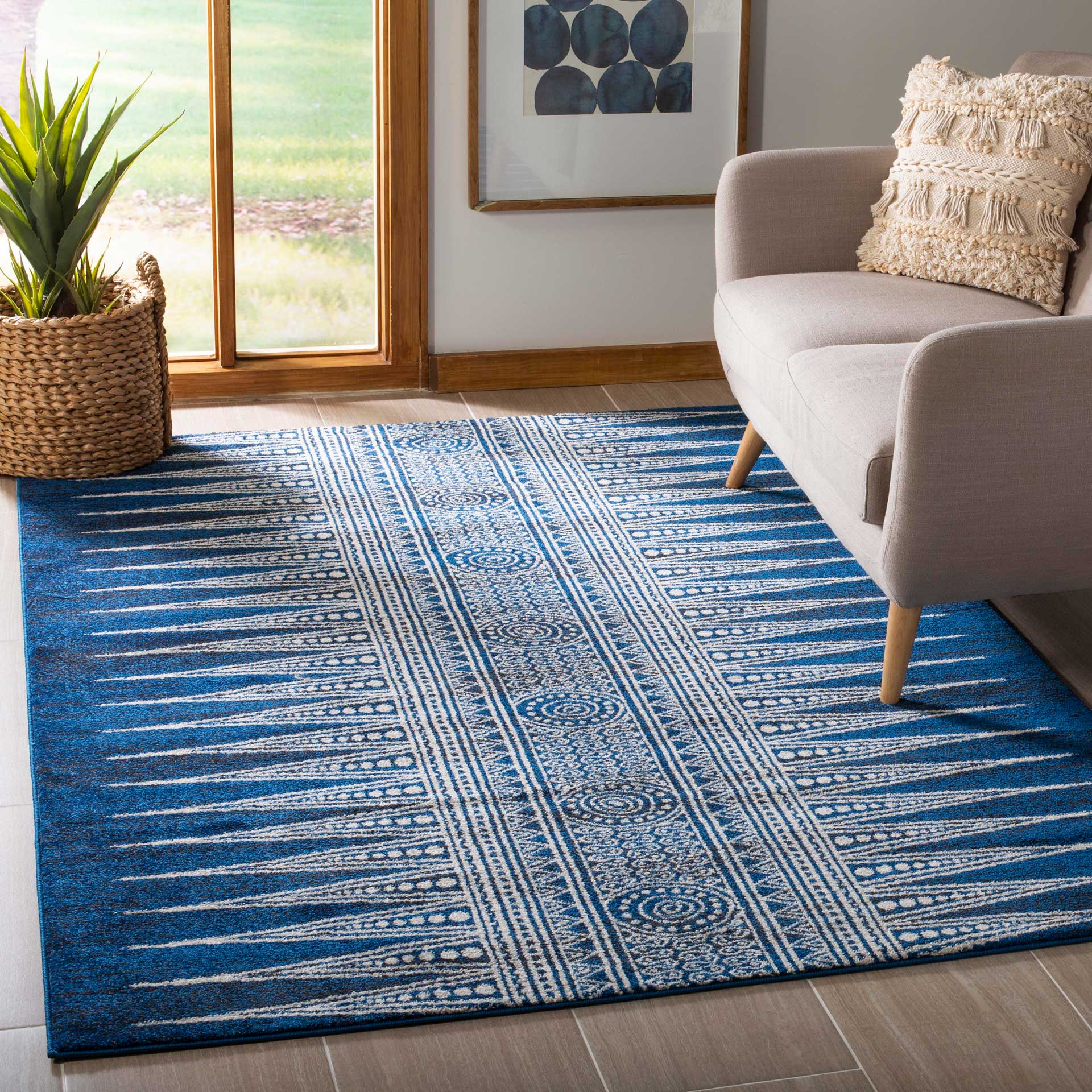 Evoke Tribal Royal/Ivory Area Rug - Image 11