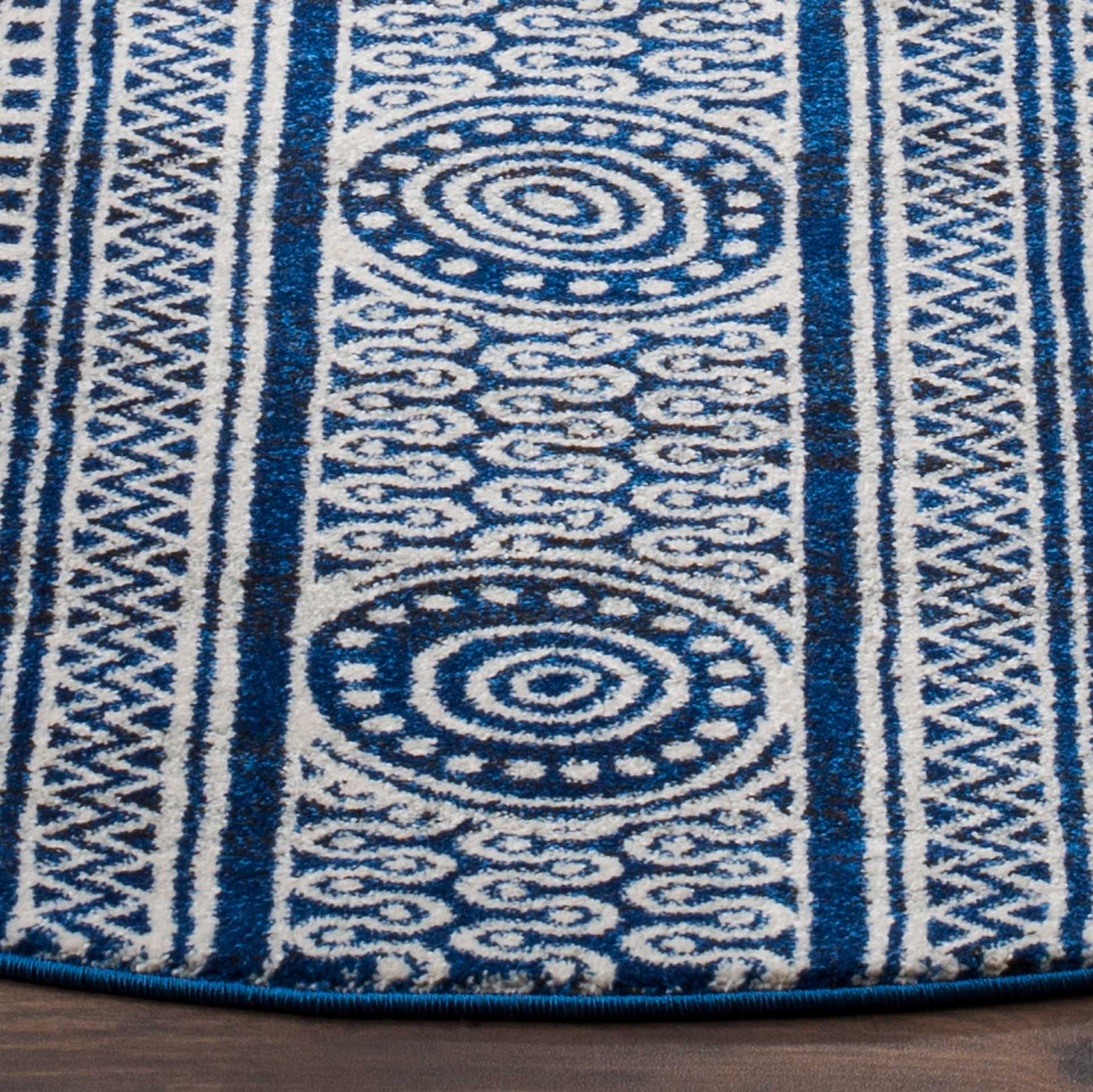Evoke Tribal Royal/Ivory Round Rug - Image 2