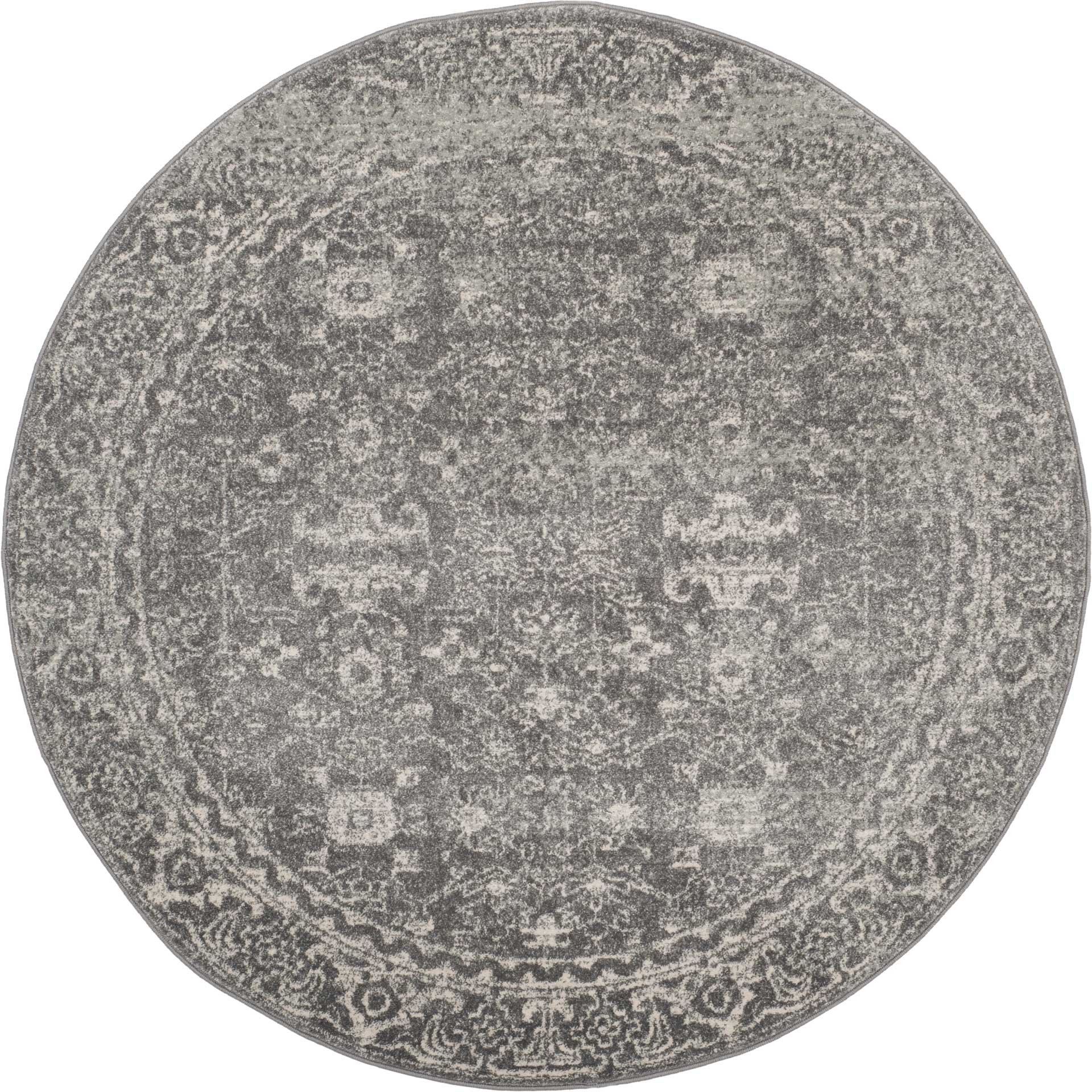 Evoke Vintage Gray/Ivory Round Rug - Image 2