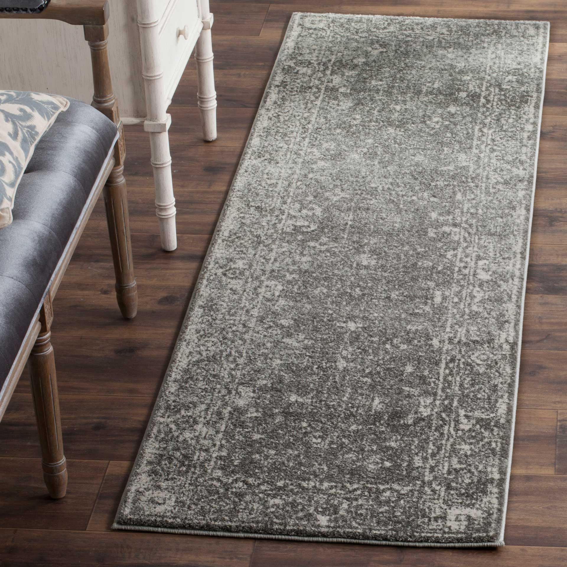 Evoke Vintage Gray/Ivory Runner Rug - Image 2