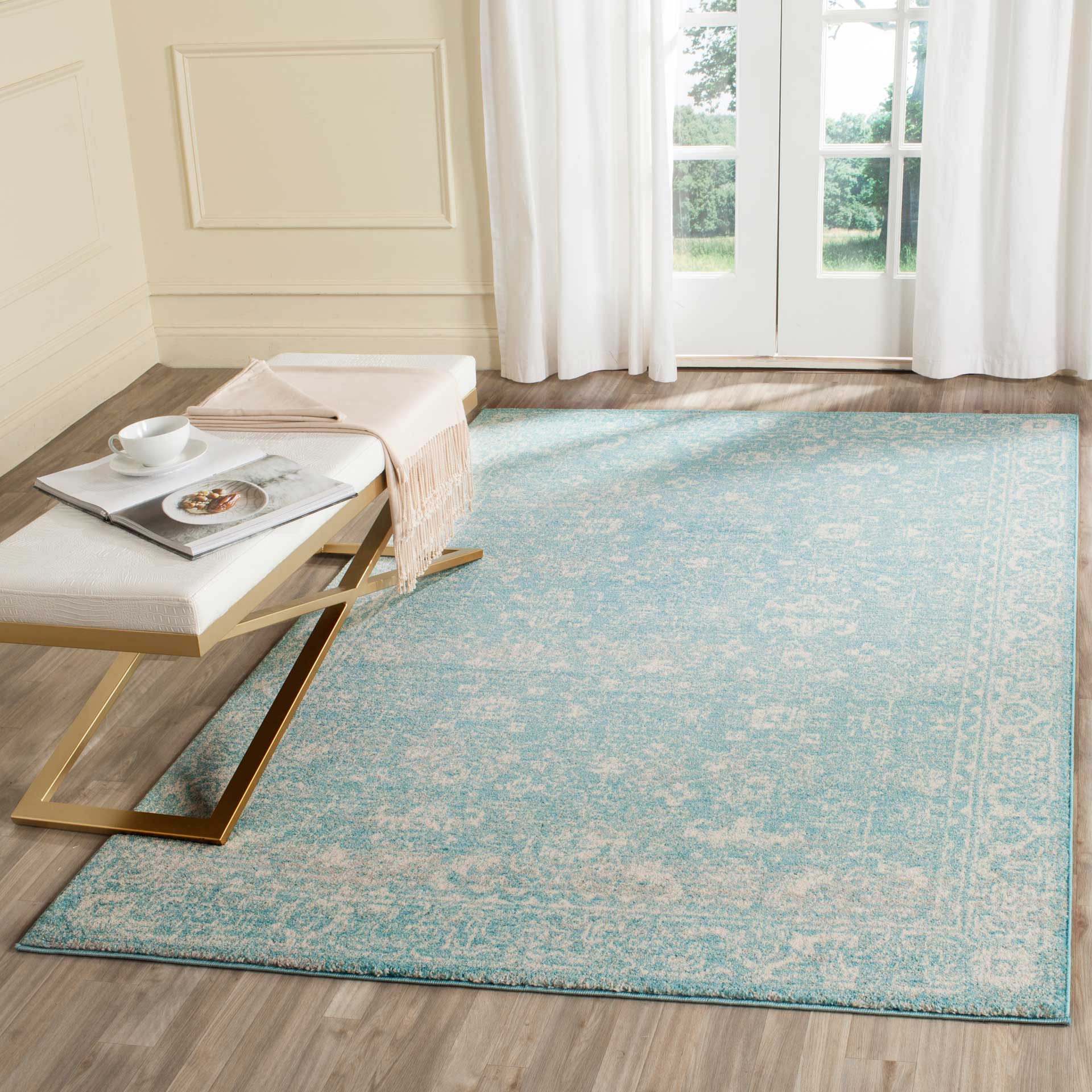 Evoke Vintage Light Blue/Ivory Area Rug - Image 9