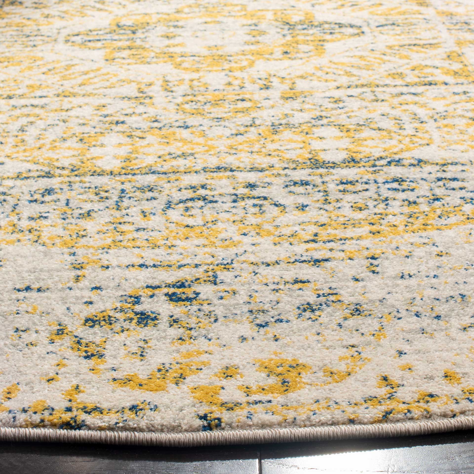 Evoke Washed Ivory/Blue Round Rug - Image 2