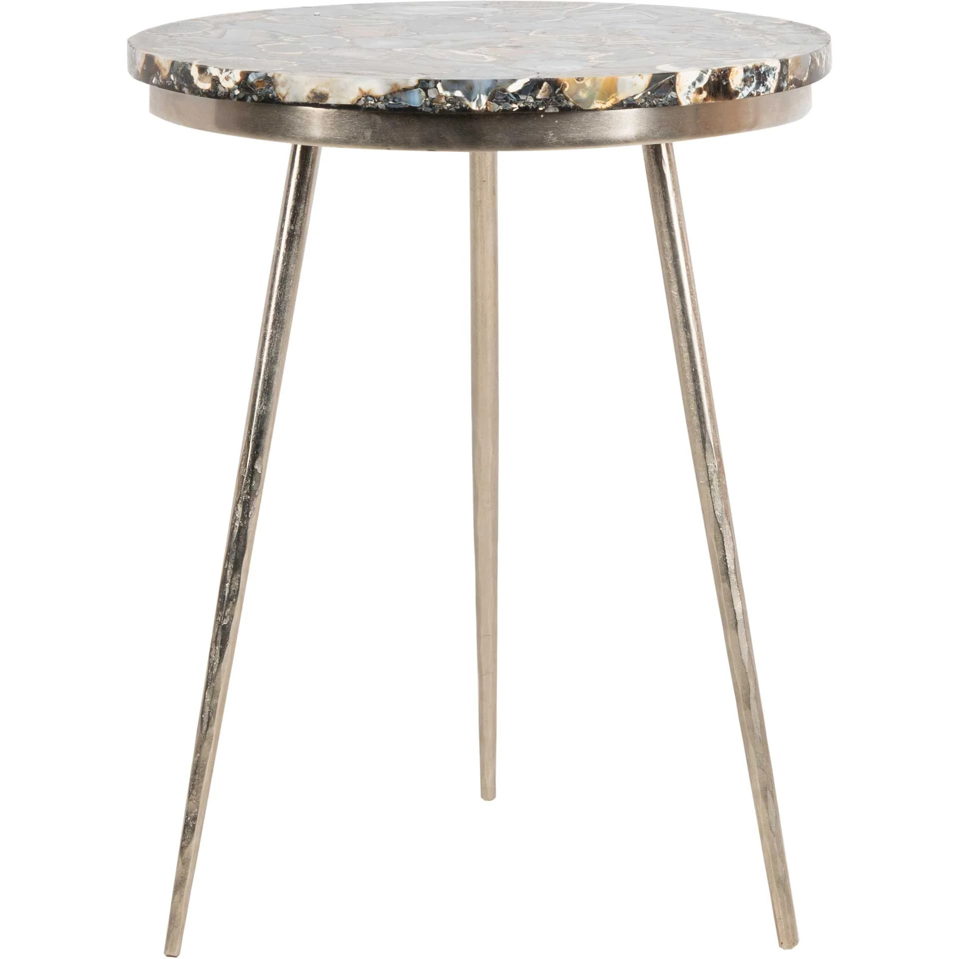 Fabius Agate Round Accent Table Nickel/Black - Image 2