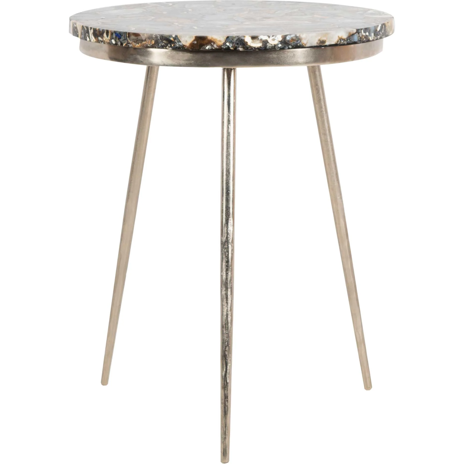 Fabius Agate Round Accent Table Nickel/Black - Image 3