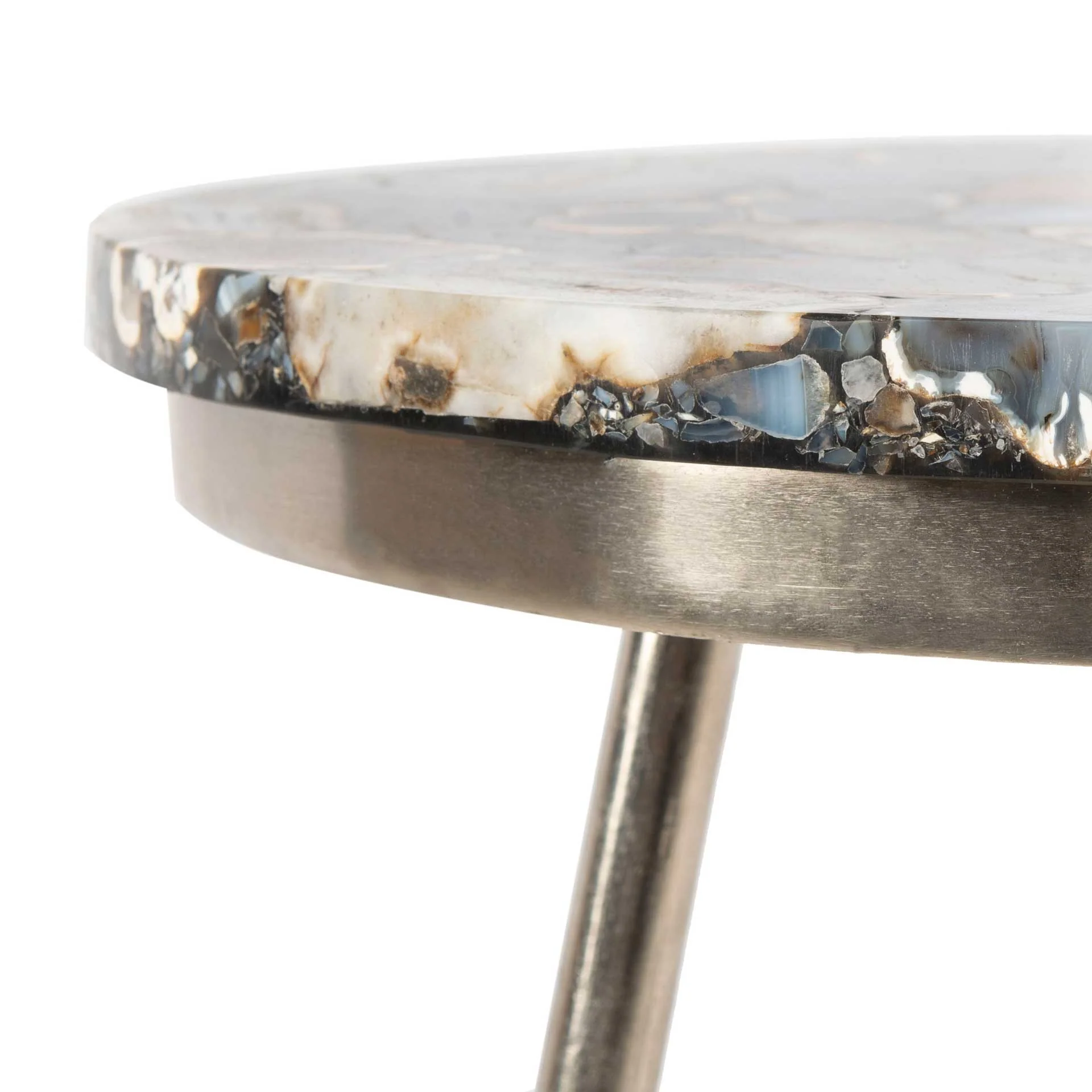 Fabius Agate Round Accent Table Nickel/Black - Image 4