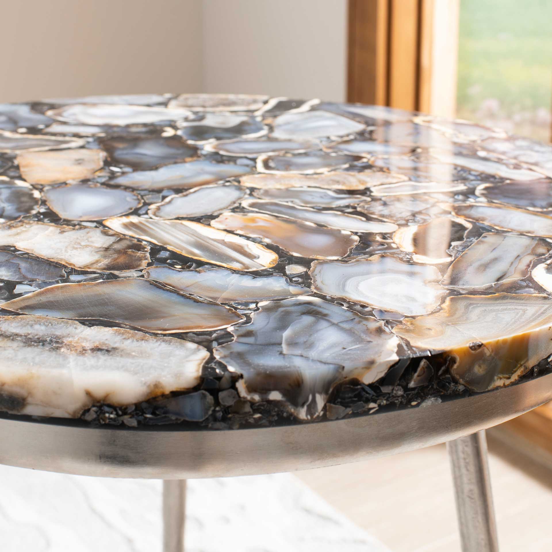 Fabius Agate Round Accent Table Nickel/Black - Image 8