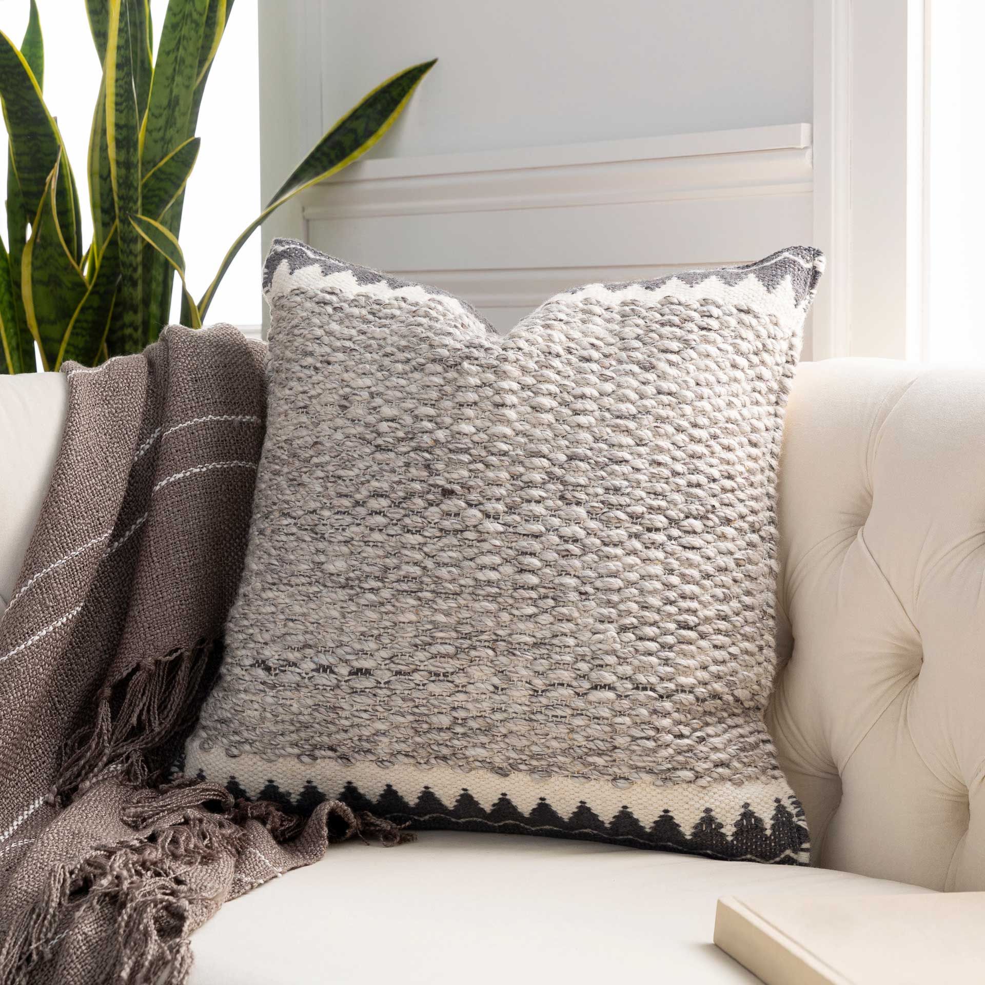 Faisal Pillow Cream/Ivory/Dark Brown - Image 2