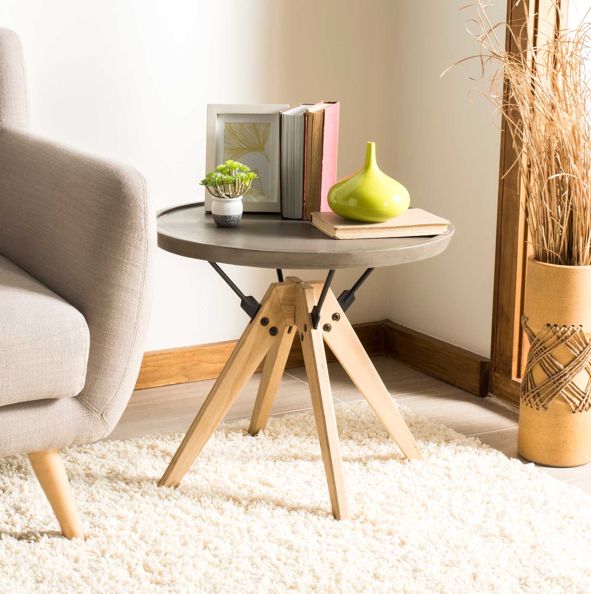 Farah Modern Concrete Side Table Dark Gray - Image 4