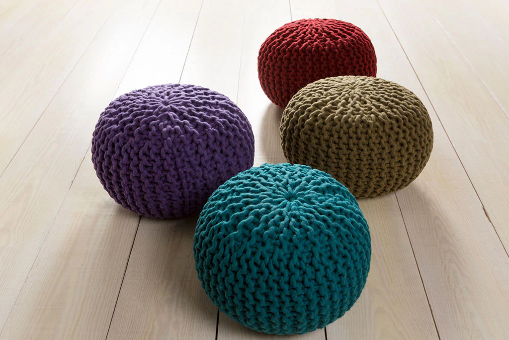 Fargo Solid Blue Sphere Pouf - Image 2