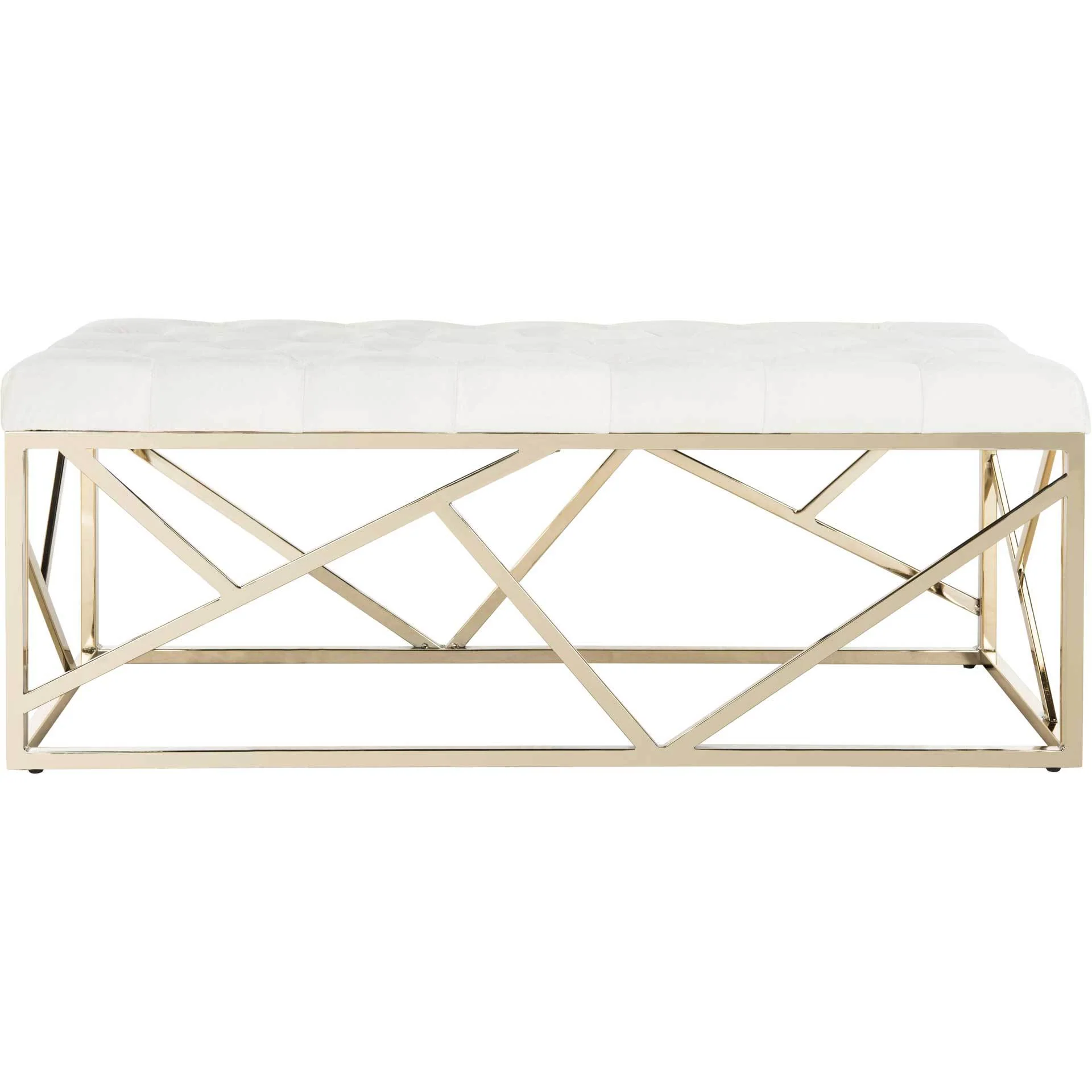 Fatima Tufted Rectangular Bench Beige/Brass - Image 2