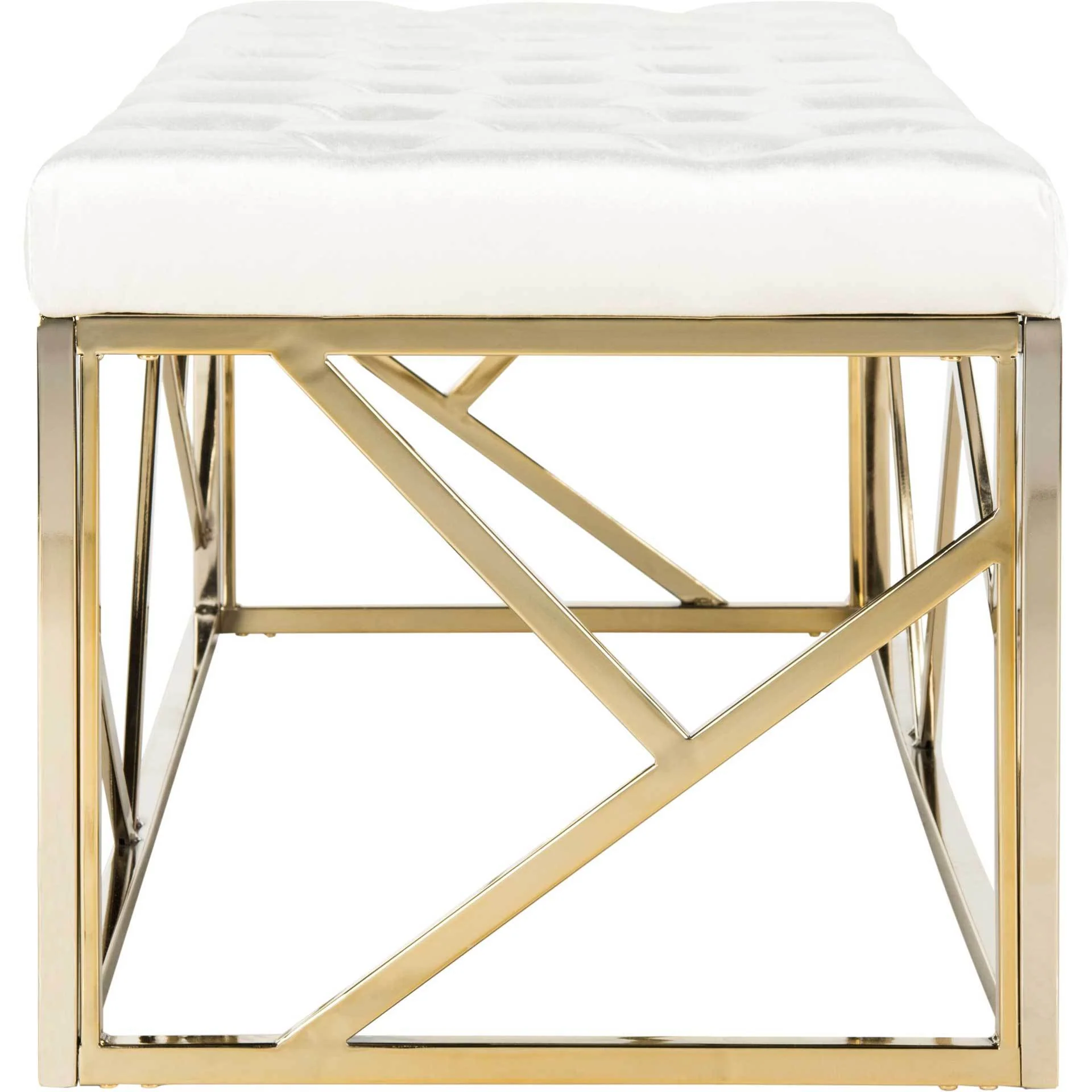 Fatima Tufted Rectangular Bench Beige/Brass - Image 3
