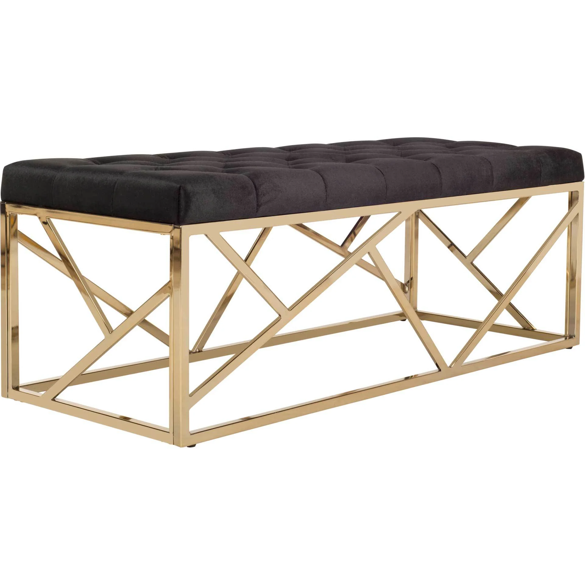 Fatima Tufted Rectangular Bench Black/Brass - Image 2
