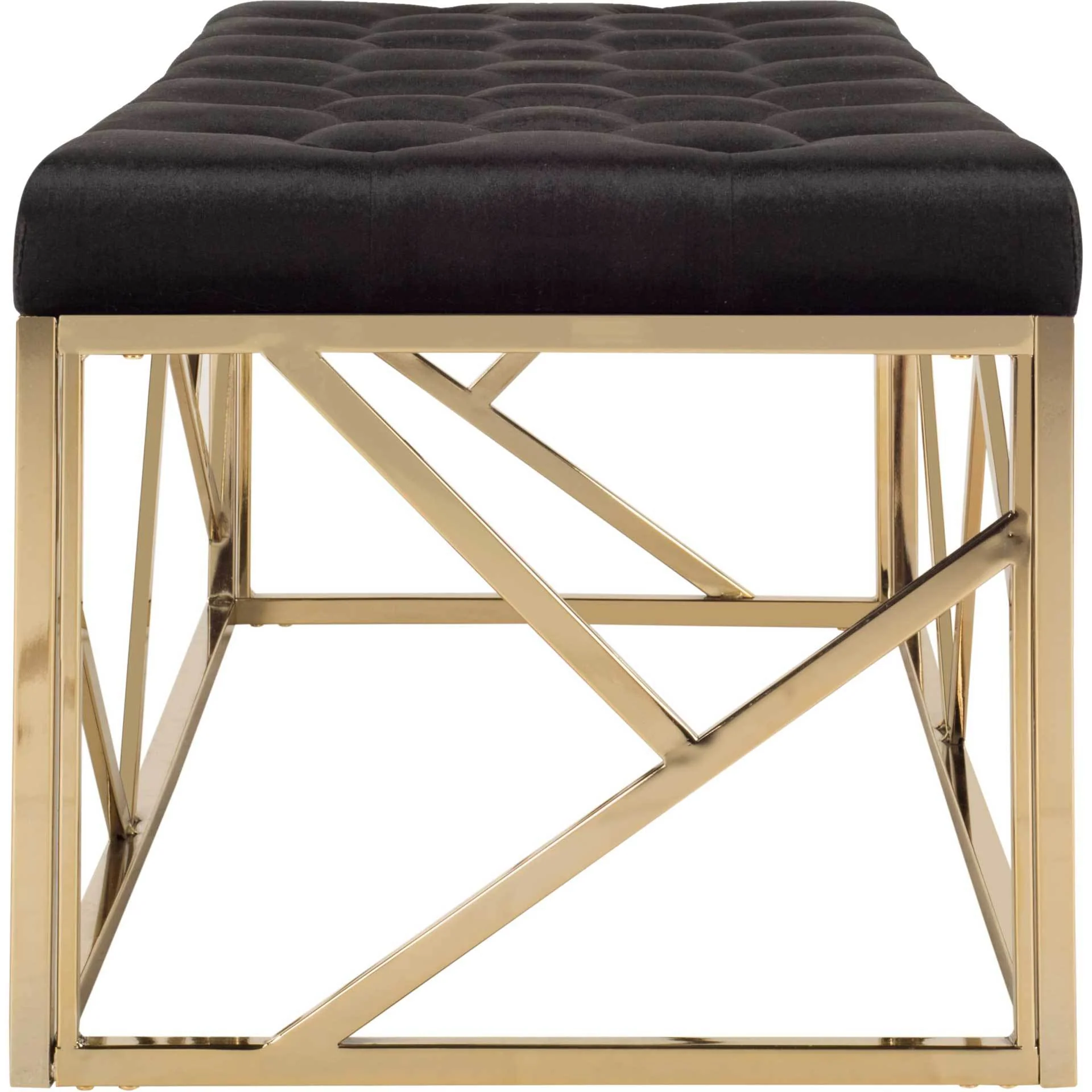 Fatima Tufted Rectangular Bench Black/Brass - Image 3