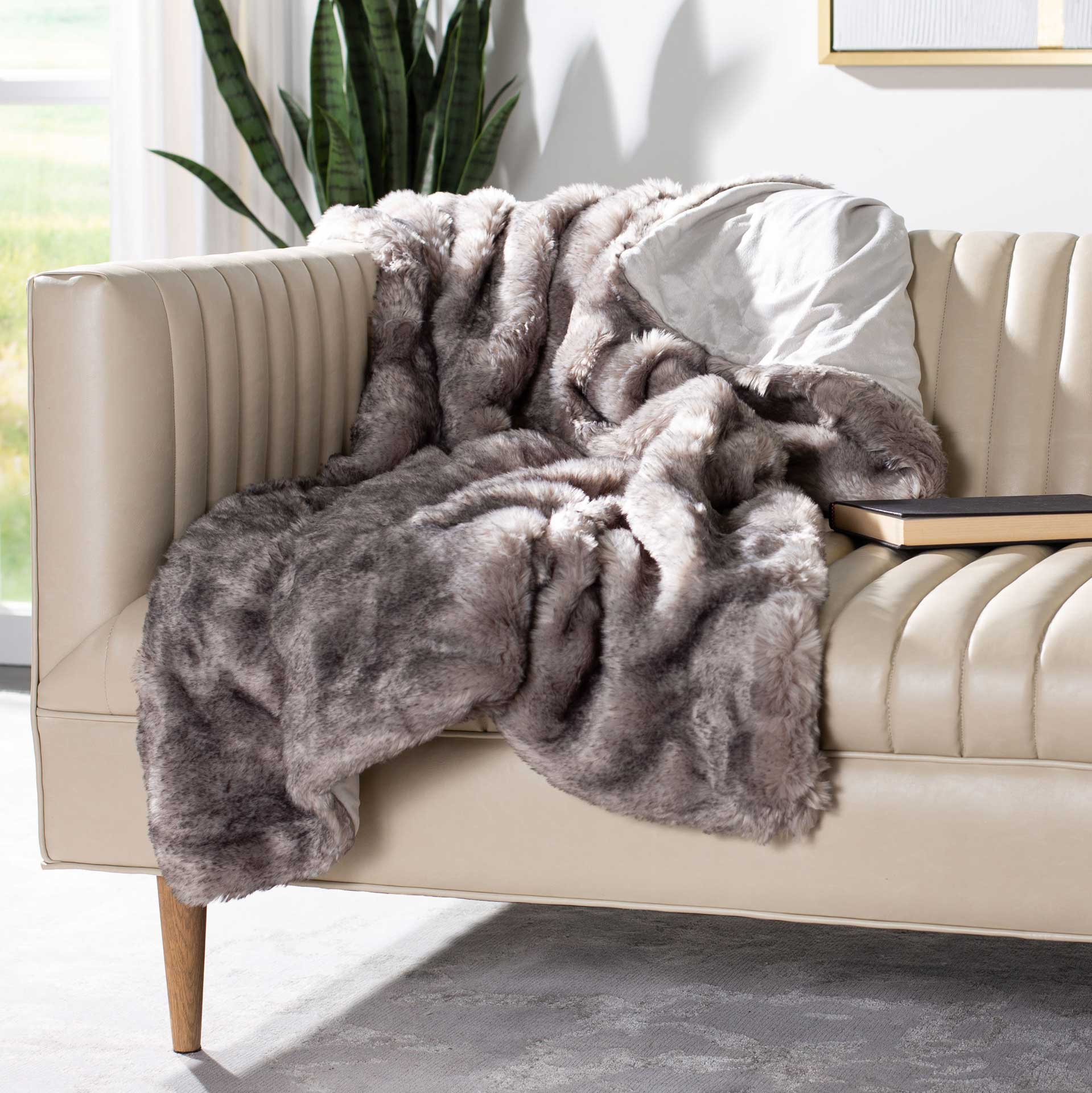 Faux Chinchilla Throw Gray - Image 2