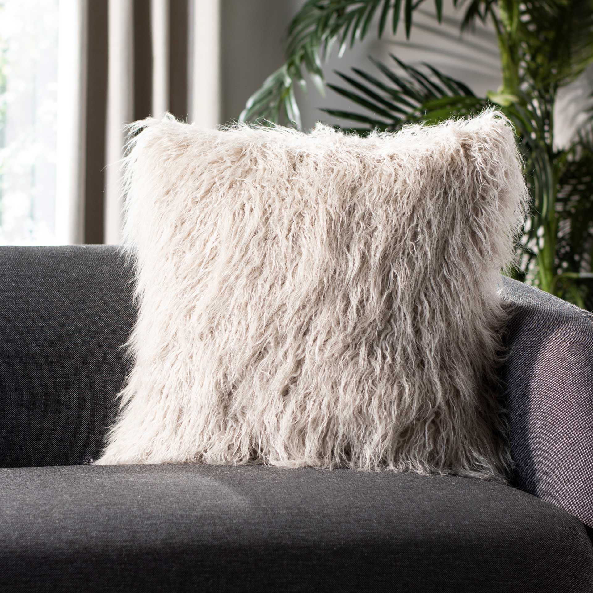 Faux Flokati Pillow Gray - Image 2