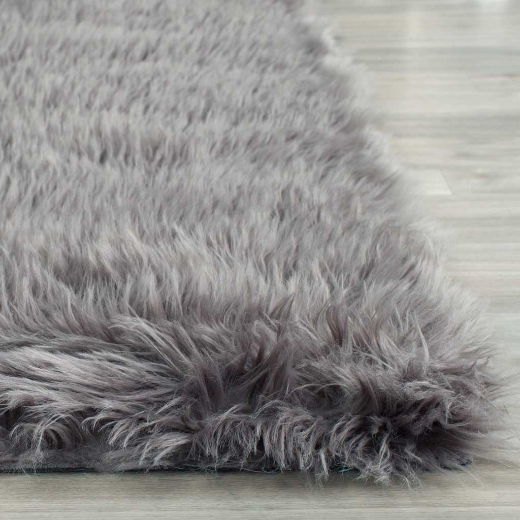Faux Sheepskin Gray Area Rug - Image 5
