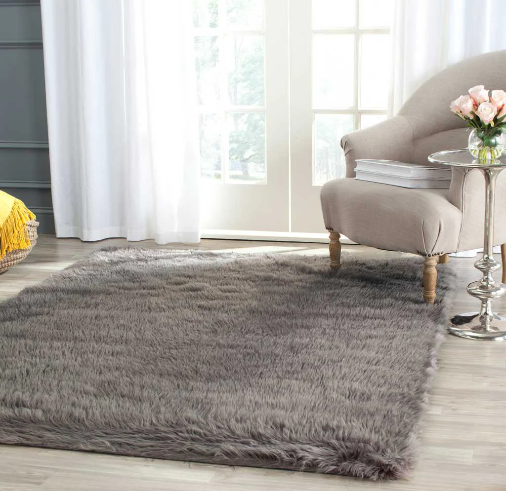 Faux Sheepskin Gray Area Rug - Image 6
