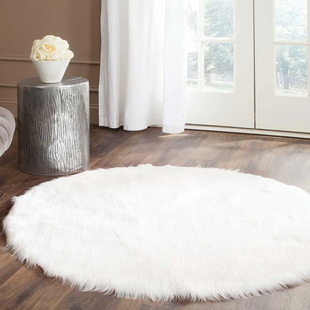 Faux Sheepskin Ivory Round Rug - Image 4