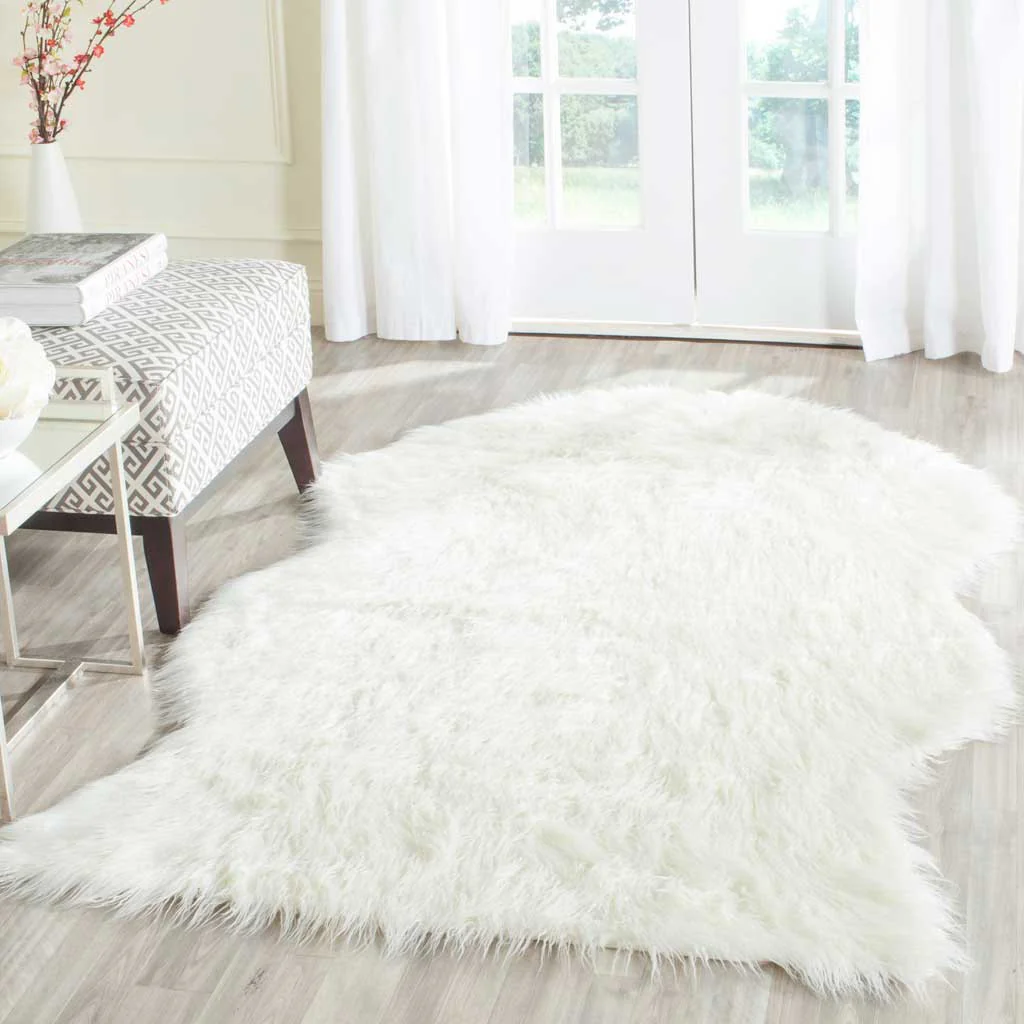 Faux Sheepskin Pelt Alt Ivory Area Rug - Image 6