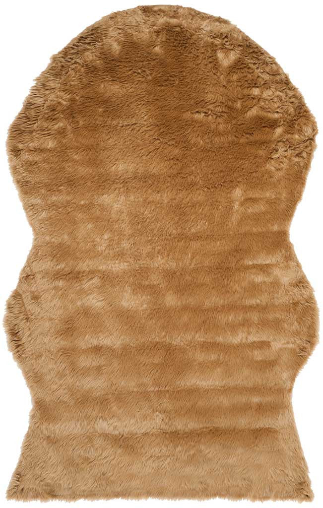Faux Sheepskin Pelt Camel Area Rug - Image 2
