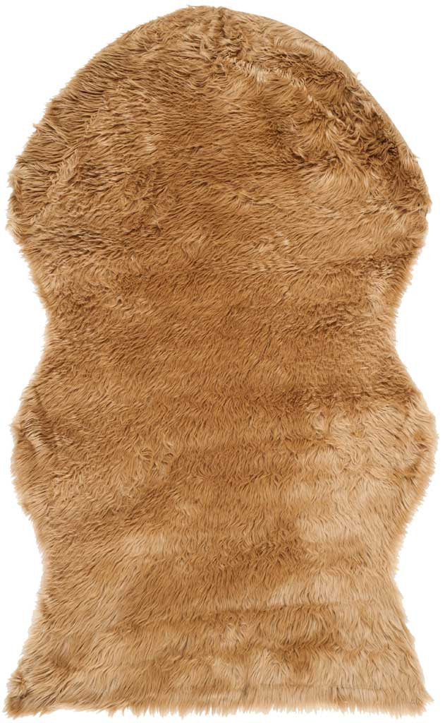 Faux Sheepskin Pelt Camel Area Rug - Image 3