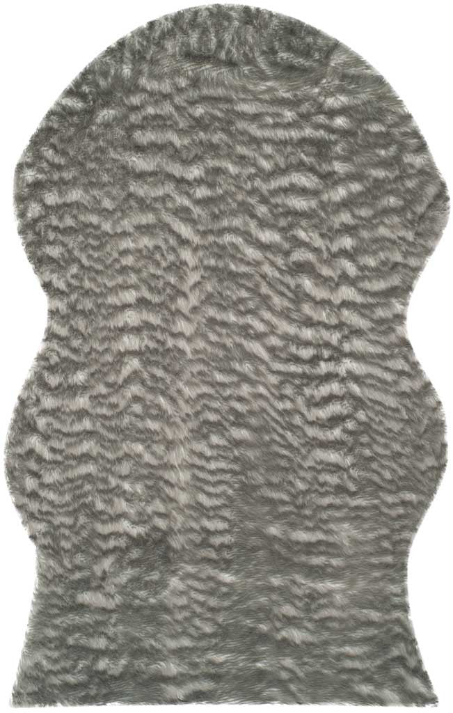 Faux Sheepskin Pelt Dark Gray Area Rug - Image 2
