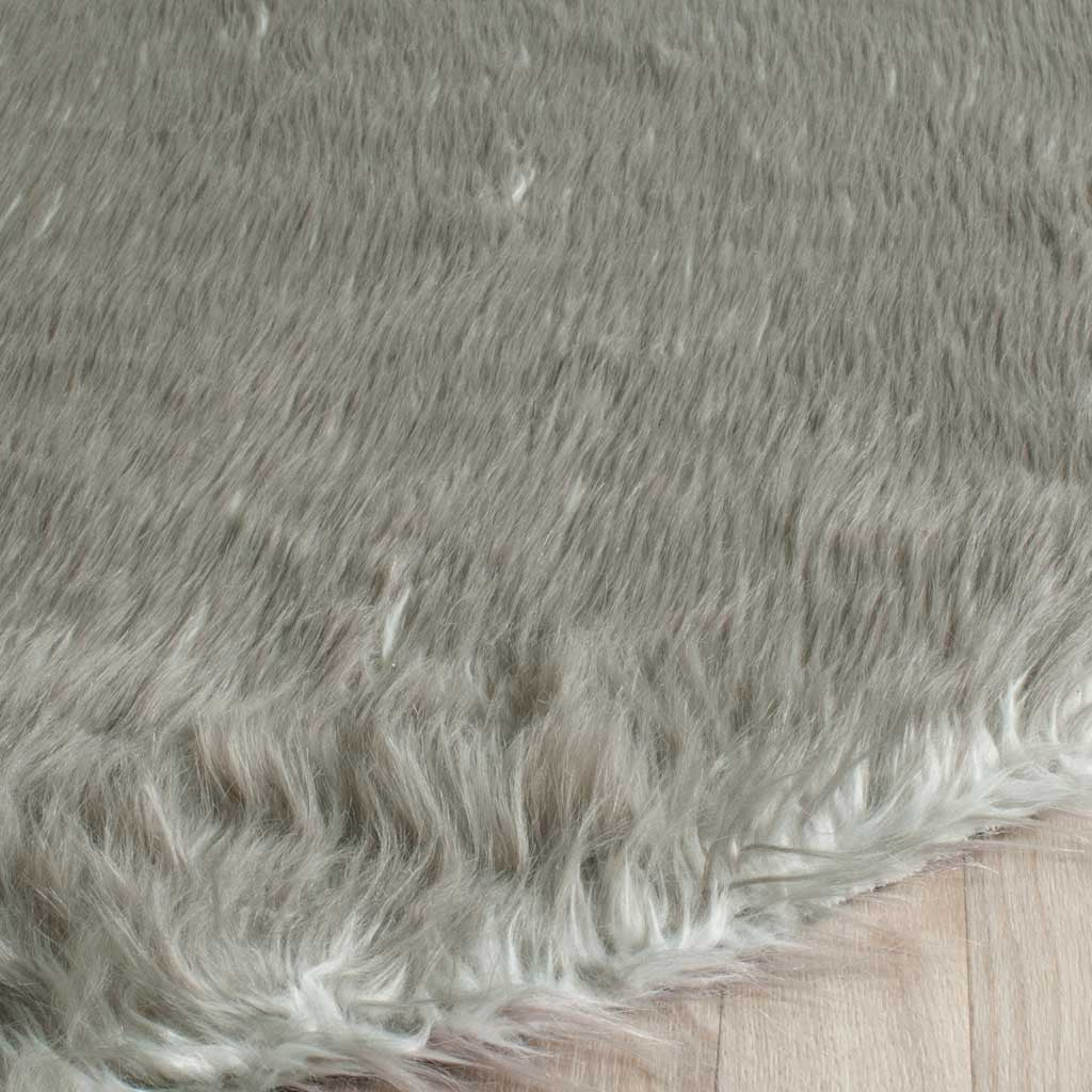 Faux Sheepskin Pelt Dark Gray Area Rug - Image 3