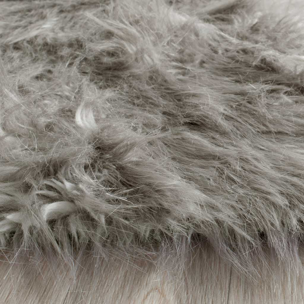 Faux Sheepskin Pelt Dark Gray Area Rug - Image 4
