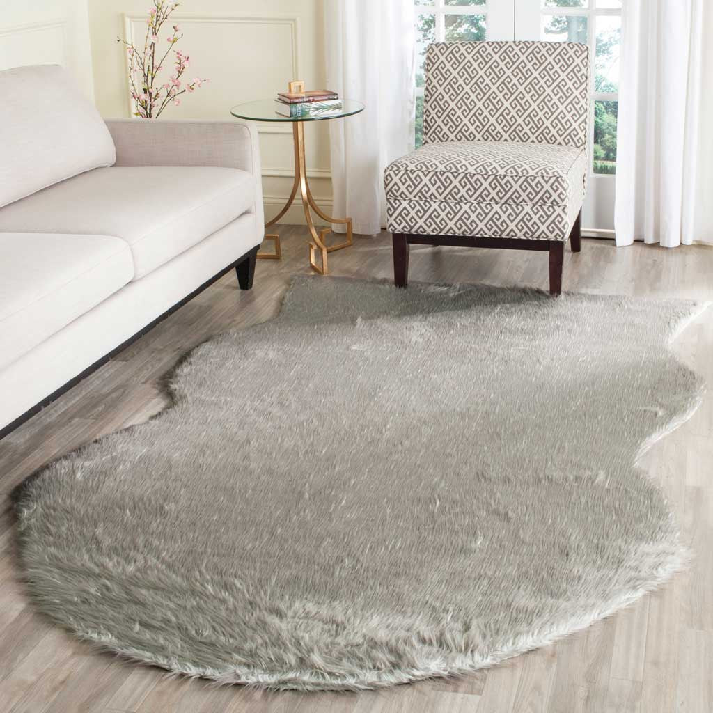 Faux Sheepskin Pelt Dark Gray Area Rug - Image 5