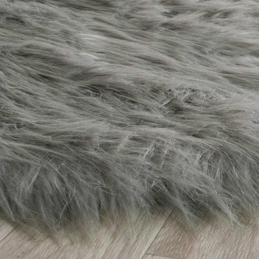 Faux Sheepskin Pelt Dark Gray Runner Rug - Image 2