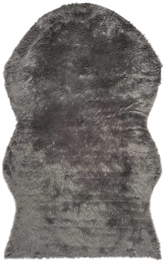 Faux Sheepskin Pelt Gray Area Rug - Image 2