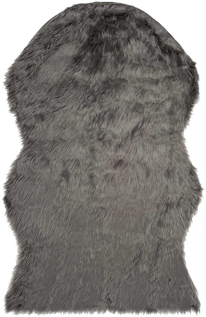 Faux Sheepskin Pelt Gray Area Rug - Image 3
