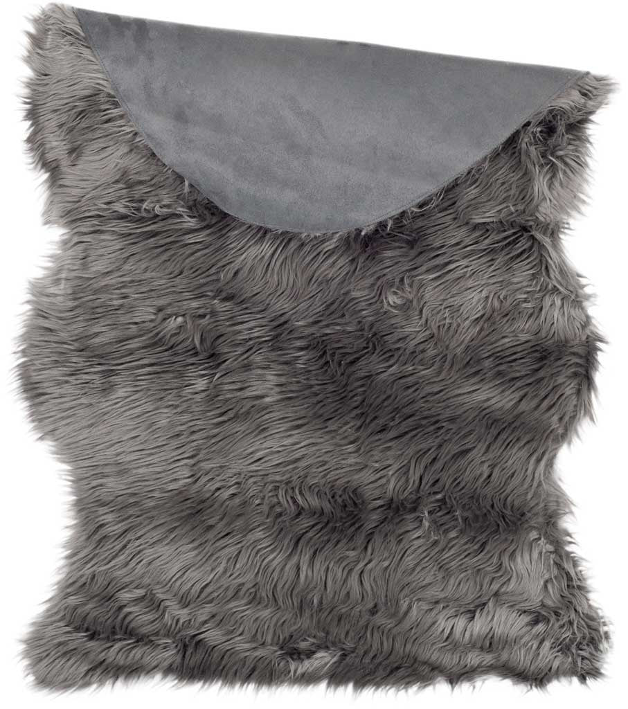 Faux Sheepskin Pelt Gray Area Rug - Image 5