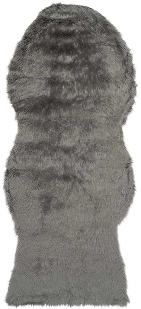 Faux Sheepskin Pelt Gray Runner Rug - Image 2