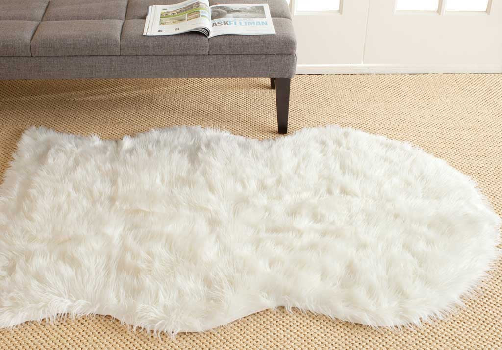Faux Sheepskin Pelt Ivory Area Rug - Image 5