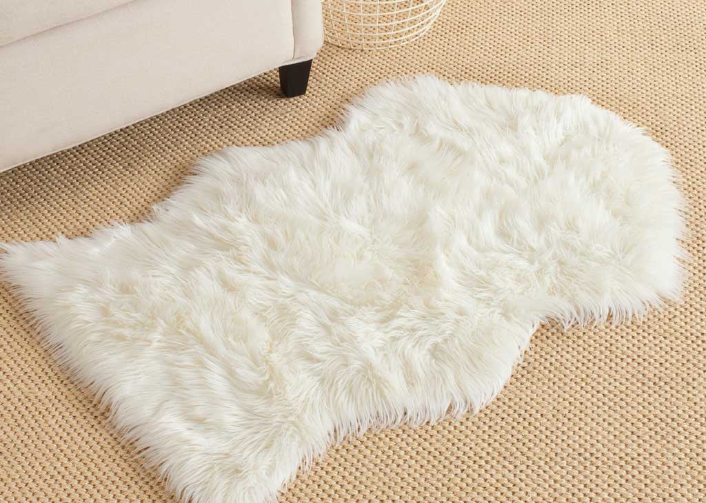 Faux Sheepskin Pelt Ivory Area Rug - Image 6