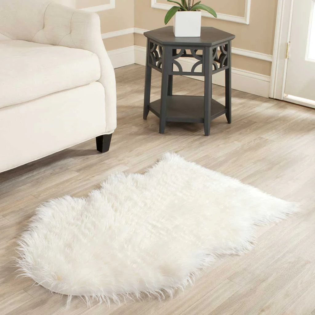 Faux Sheepskin Pelt Ivory Area Rug - Image 7