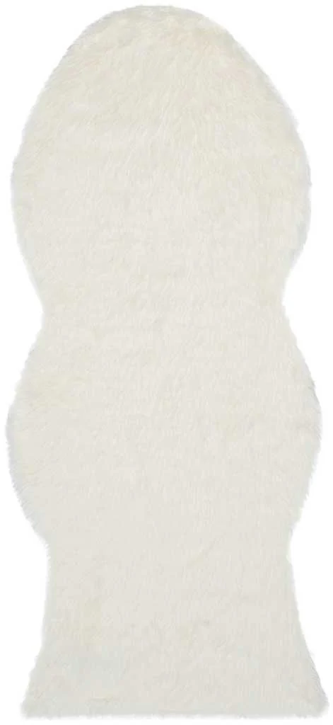Faux Sheepskin Pelt Ivory Runner Rug - Image 2